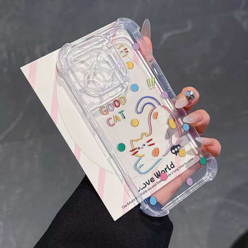 Vivo Y28 - Capa Divertida de Gato Colorido em